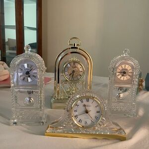 Elegant Gold and Silver Crystal Clock Set